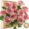 FiveSeasonStuff - Fiori artificiali in seta effetto seta, 12 steli Rainbow
