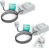 Oktaplex motion Oktaplex Jana - Set di 2 rilevatori di movimento da incasso, per esterni, sensore a infrarossi a 360 gradi, diametro 6 m, IP65/IP20, sensore di movimento bianco con cavo da 50 cm