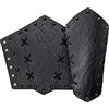 Thajaling 2 pezzi guardie del braccio in finta pelle, polsino guanto vichingo, bracciali medievali, armatura polsino tiro con l'arco, bracciali per Halloween LARP (Nero)