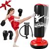 Ninonly Sacco da Boxe per Bambini 160cm Sacco da Boxe da Terra Bambini con Guantoni da Boxe Pungiball Gonfiabile e Ragazze Età 3-12 per Praticare Karate, Taekwond Nero e rosso