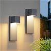 K-Bright LED applique da esterno 16W, 2 pezzi lampada da esterno 3000K bianco caldo IP65 impermeabile|applique in Acciaio Inossidabile per interni/esterni,balcone,giardino|Antracite