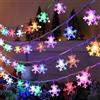 Meleager Luci Natale Decorazioni, 12M 80 Luminosa Fiocco di Neve Colorato, LED Lucine a Batteria per Albero di Natale, Finestra, Giardino, Addobbi Festa Natalizia Casa