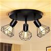Swoieltr Lampada da soffitto LED orientabile 350°, 3 faretti E14, nera, moderna per cucina, soggiorno, corridoio o camera da letto. Lampada sospesa elegante e funzionale