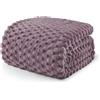 Exclusivo Mezcla Coperta Plaid Pile da Letto, 230x270 cm, Viola | Coperta in Flanella Jacquard 3D Elegante per Divano, Doppia Faccia Morbida, Facile Manutenzione e Leggera, per l'Estate