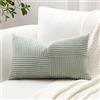 Sungeek 1 Pezzi Federe Cuscini 30x50 in Morbido Velluto a Coste, Fodere per Cuscini Decorativi con Motivo a Strisce e Patchwork Croce Copricuscini Cuscino per Divano Letto Soggiorno, Grigio Chiaro