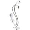GOEDCH Portalampada da tavolo E27: doppia testa clip portalampada, lampada da scrivania a LED, clip con cavo e interruttore, spina europea, collo di cigno flessibile a 360 gradi, tubo lungo per