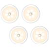 OQIMAX Luci con sensore di movimento per interni, confezione da 4 luci da attaccare sotto armadietti, luci notturne alimentate a batteria, con cuscinetto magnetico rimovibile, luci LED per armadio,