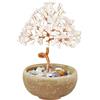 VLYX Albero della Vita in Quarzo Rosa | Decorazione Artigianale in Filo di Rame | Idea Regalo per Donne e Uomini