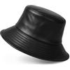 Zylioo XL/2XL PU Lether Winter Secchiello Cappelli per Grandi Teste, Caldo Cappello da Pescatore a Tesa Larga Cappello da Trekking Antivento, Nero, XXL