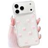 NITITOP Cover per iPhone 17 Pro Max Carina 3D Fiocco Trasparente con Paillettes Traslucida Glitter per Ragazze Femminile Anti Ingiallimento Custodia con Antiurto - Rosa Fiocco