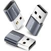 deleyCON Adattatori USB-C (3 Pezzi) - Presa USB-C a Spina USB-A - per iPhone Serie 17/16/15, iPad, Galaxy Serie S25/S24/S23, A56, A16, Laptop, Notebook, CarPlay, Caricatore ecc.