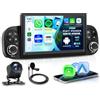 Motorsi 4+64G Carplay Autoradio per Fiat Panda 2013-2020 con Wireless Android Auto, Bluetooth Car Stereo Schermo con GPS Navigation/WiFi/RDS/FM/SWC/USB/Mirror Link/Canbus+AHD/CVBS Telecamera