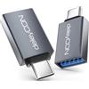 deleyCON Adattatore USB-C a USB 10 Gbps OTG (2 Pezzi) - Spina C a Presa A - per iPhone 17/16/15 Air/Pro/Max, Galaxy S25/S24/S23, A56, A16, Tablet, MacBook, iMac, iPad, Notebook ecc.