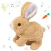 Hopearl Hopping Rabbit Interactive Electronic Pet Plush Bunny Toy with Sounds and Movements Animated Walking Wiggle Ears Twitch Nose Gift for Toddlers Birthday, Brown, 7''