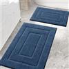Homaxy Set di 2 tappetini da bagno in microfibra, antiscivolo, lavabili e morbidi, assorbono l'acqua, per il bagno, 40 x 60 cm + 60 x 90 cm, blu marino