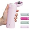 Exllena Borraccia Termica Piccola 380ml - Bevi con Una Sola Mano - Mini Borraccia Termica da Borsetta, 100% A Tenuta Stagna, Portatile per Viaggio, Ufficio, Auto e Scuola(Rosa)