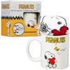 Get Trend Peanuts Snoopy Tazza e Calze Set Regalo Donna e Adolescenti, 340ml/11.5oz Tazze Ceramica e Taglia Unica Calzini Caldi, Regali per Lei (Rosso Snoopy)