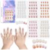SIUSIO 120 pezzi, 5 confezioni di pressa sulle unghie per bambini, in acrilico, per unghie finte, con copertura completa, gradiente, colore arcobaleno, bastone corto su kit per nail art sbagliato, set