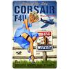 Maizeco Corsair F4U Pin Up Girl Targa in metallo 20 x 30 cm per bar interni ristorante sala taverna targa poster personalizzato decorazione da parete cartello