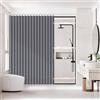 AJAZZ, Tenda da doccia pieghevole magnetica, tessuto in poliestere, gancio per tenda da doccia, impermeabile, adatta per famiglia, hotel, famiglia (grigio, 195,6 x 182,9 cm L) 1 pannello
