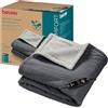 Beurer HD 80 Coperta termica in velluto a coste con 6 livelli di temperatura, materiali riciclati, con spegnimento automatico e sistema di sicurezza, coperta in morbido tessuto grigio
