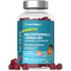 Horbäach Multivitaminico e Omega 3 6 9 per Bambini | 120 Caramelle Gommose | Senza Olio di Palma | 19 Nutrienti Importanti con Iodio Vitamina C E D3 B6 B7 B12 | Multivitamin Gummies with Omega 369 | Horbaach