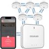 WISUALARM Rivelatore di fumo intelligente con stazione di base, allarme antifumo per la casa, sicurezza antincendio con notifica tramite app, batteria di 10 anni, EN14604 (5*allarme antifumo+1*portale)