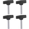 QUARKZMAN 4pz Manopole ad Ala a T M10 x 40mm per Maschio Metrico Filettato 55mm Testa a T Manopole in Plastica Viti a Pollice per Serraggio a Mano, Nero