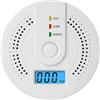 Lancoon Detector Monossido di Carbonio con Avviso Illuminato e Indicatori LED Luce Segnalazione Bassa Batteria Display Digitale Pulsante Test per Viaggio Sicurezza Domestica Portatile‌