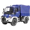 Carson Modellino 500907722 1:12 MB Unimog U300 THW per vigili del fuoco. 2,4G RTR, veicolo, Unimog RC con funzioni, set completo al 100%, blu