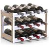 BAKAJI Cantinetta Portavino in Legno Bambù con 12 Scomparti per Vino Champagne, Portabottiglie da Terra, Cantina per Angolo Bar, Salotto, Cucina, Bistrot, Ristorante, 43.5 x 24 x 30 cm (Bianco)