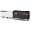 Skraut Home | Mobile TV Soggiorno | Ampio spazio a disposizione | 200x57x35cm | Per TV fino a 80 | Camino elettrico | Design industriale | Stile moderno | Bianco e nero