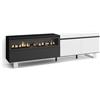Skraut Home | Mobile TV Soggiorno | Ampio spazio a disposizione | 200x57x35cm | Per TV fino a 80 | Camino elettrico | Design industriale | Stile moderno | Bianco e nero