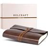 Belcraft Tivoli Diario in Pelle riciclata con blocco INTERCAMBIABILE, Realizzato a mano da Artigiani Toscani, Include Scatola Regalo (12x17 cm) Marrone