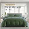 Lavea® Set Copripiumino Singolo in Microfibra 135x200 cm + 1 Federa 80x80 cm - Morbido, Traspirante, OEKO-TEX - Verde oliva