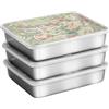 GOEDCH - Set per panatura in acciaio INOX, 3 pezzi: 25x20x5cm, con coperchio, contenitore gastronomico GN, metallo, rettangolare, ideale per panatura, contenitore per alimenti inossidabile