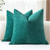 JOTOM Set di 2 Fodere Cuscini 45x45 cm Morbida Ciniglia Fodere decorative Fodere per Cuscini 18x18 Pollici Copricuscini Solidi per Divano Divano Soggiorno Letto Home Decor (Verde Acqua)