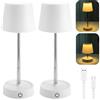 WIYETY Lampada da tavolo a LED ricaricabile, 2 pezzi, lampada telescopica senza fili, a batteria, luce da comodino, per soggiorno e camera da letto