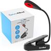 Puremind Lampada Lettura Luce Rossa con Pinza USB Ricaricabile - Senza Luce Blu + Flicker Free - Collo Flessibile 360º + 3 Intensità - Lettura Notturna a Letto + Relax + Studio