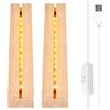 Vegena 2 basi per display a LED, base in legno con luce a LED, base rettangolare in legno con USB per piastra in acrilico, piastra in vetro (24 cm di lunghezza, bianco caldo)