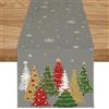 ZWJD Runner Da Tavola Natalizio 40x100 Moderno Grigio Con Alberi Di Natale E Fiocchi Di Neve, Decorazione Festiva Per Tavolo Invernale, Ideale Per Feste, Sala Da Pranzo E Soggiorno