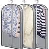 laeeyin Borse per abiti Borse per abiti per appendere i vestiti 100 cm, Copriborse per abiti a prova di tarme Borsa per abiti a prova di umidità per giacca, cappotto, maglione, camicie 3 confezioni(Grigio)