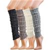krautwear® - Scaldamuscoli per gambe da donna, 4 paia di scaldamuscoli a maglia grossa con lana di alpaca e lana di alpaca, soffice, 30 cm, colore nero, bianco, grigio beige