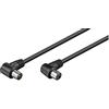 Goobay 11526 Cavetto Coax Antenna ad Angolo Coassiale (<70 dB), Schermatura Doppia, Nero, 2.5 m Lunghezza del Cavo