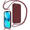 Coalbooliy Cover per Samsung Galaxy A54 5G 6,4 con Cordino per Cellulare, Custodia Silicone con Regolabile Collana Sottile Morbida Case Protezione della fotocamera Antiurto con Necklace, Rosso