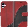 BoxTii Cover per iPhone 16 Plus, Custodia in PU Pelle Portafoglio, Magnetica Flip Cover a Libro con Slot per Schede per iPhone 16 Plus, Rosso