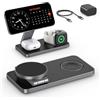 KEEPRO Caricatore Wireless per iPhone con Mag-Safe, 3 in 1 stazione di ricarica per Apple Inductive Wireless Charger per iPhone 17e 17 16 15 14 13 12 Air, Apple Watch 10/9/8/7/6/SE/5/4/3/, per AirPods Pro