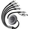 Minlu Retrattile Cavo di Ricarica 6 in 1, Multi Cavo di Ricarica [1,2m 4A], Caricatore USB Multiplo con 2 Lightning/Type-C/Micro-USB per Telefono 17 16 15 14 13 12/11/Xs/X/8/7/Galaxy/Pixel/LG/Tablet