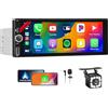 XINROAM Wireless Autoradio CarPlay 1 DIN - 6.86 Pollici Touchscreen Stereo Auto Bluetooth con Schermo, Radio 1 Din Car Play Supporta Mirror Link con Telecamera, RDS FM Radio/Type-C de Recharge/Mic/SWC