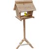 Relaxdays Mangiatoia per Uccelli con Supporto, Legno di Abete, Giardino, Balcone, HBT: 107 x 32 x 27 cm, Naturale